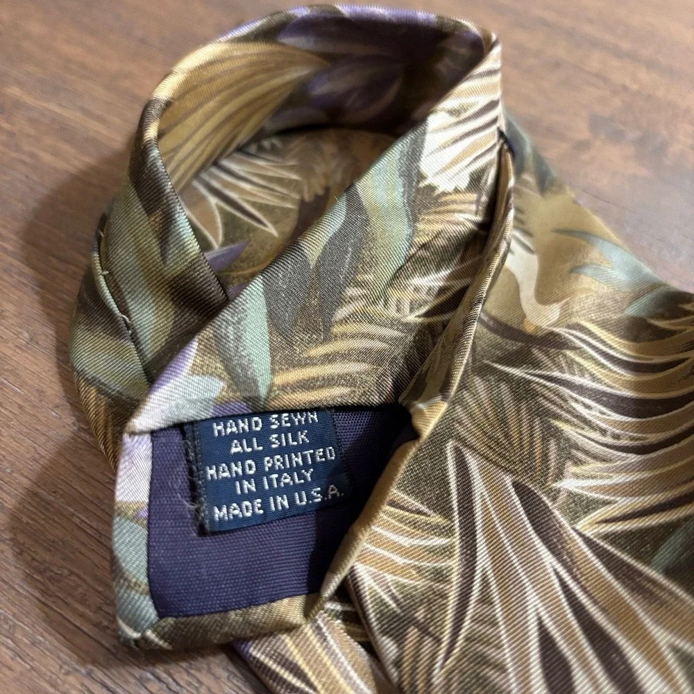 Vintage Ted Lapidus Silk Tie Tropical Hand Printed Italy 3.5x60 Alex‎ Reich